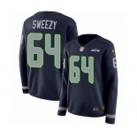 Women's Nike Seattle Seahawks #64 J.R. Sweezy Limited Navy Blue Therma Long Sleeve NFL Jersey