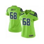 Women's Nike Seattle Seahawks #68 Justin Britt Limited Green Rush NFL Jersey