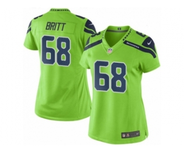 Women's Nike Seattle Seahawks #68 Justin Britt Limited Green Rush NFL Jersey