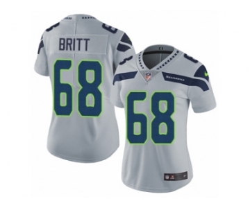 Women's Nike Seattle Seahawks #68 Justin Britt Vapor Untouchable Limited Grey Alternate NFL Jersey