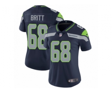 Women's Nike Seattle Seahawks #68 Justin Britt Vapor Untouchable Limited Steel Blue Team Color NFL Jersey