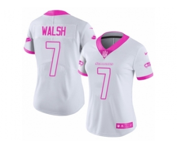 Women's Nike Seattle Seahawks #7 Blair Walsh Limited White Pink Rush Fashion NFL Jersey