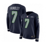 Women's Nike Seattle Seahawks #7 Brett Hundley Limited Navy Blue Therma Long Sleeve NFL Jersey