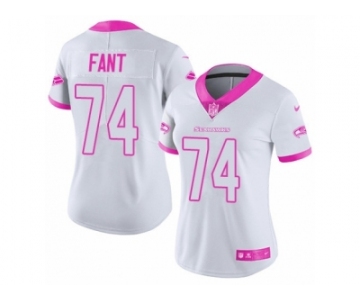 Women's Nike Seattle Seahawks #74 George Fant Limited White-Pink Rush Fashion NFL Jersey