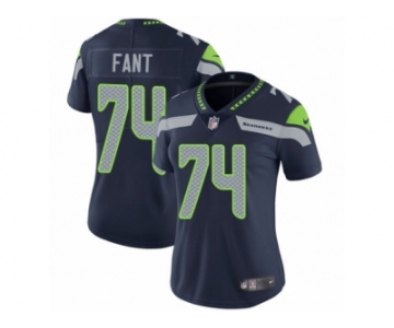 Women's Nike Seattle Seahawks #74 George Fant Vapor Untouchable Limited Steel Blue Team Color NFL Jersey