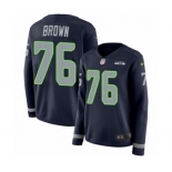 Women's Nike Seattle Seahawks #76 Duane Brown Limited Navy Blue Therma Long Sleeve NFL Jersey