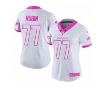 Women's Nike Seattle Seahawks #77 Ahtyba Rubin Limited White-Pink Rush Fashion NFL Jersey