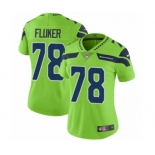 Women's Nike Seattle Seahawks #78 D.J. Fluker Limited Green Rush Vapor Untouchable NFL Jersey