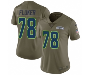 Women's Nike Seattle Seahawks #78 D.J. Fluker Limited Olive 2017 Salute to Service NFL Jersey