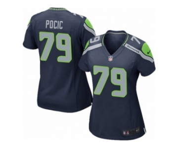 Women's Nike Seattle Seahawks #79 Ethan Pocic Game Steel Blue Team Color NFL Jersey