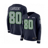 Women's Nike Seattle Seahawks #80 Steve Largent Limited Navy Blue Therma Long Sleeve NFL Jersey