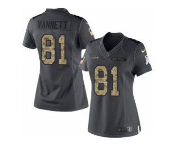 Women's Nike Seattle Seahawks #81 Nick Vannett Limited Black 2016 Salute to Service NFL Jersey