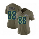 Women's Nike Seattle Seahawks #88 Will Dissly Limited Olive 2017 Salute to Service NFL Jersey