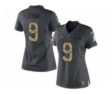 Women's Nike Seattle Seahawks #9 Jon Ryan Limited Black 2016 Salute to Service NFL Jersey