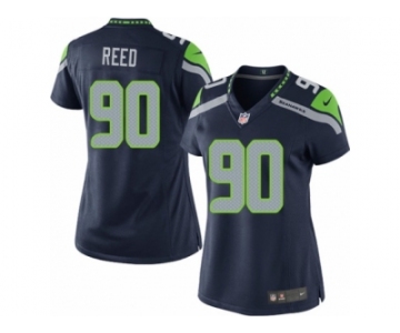 Women's Nike Seattle Seahawks #90 Jarran Reed Limited Steel Blue Team Color NFL Jersey