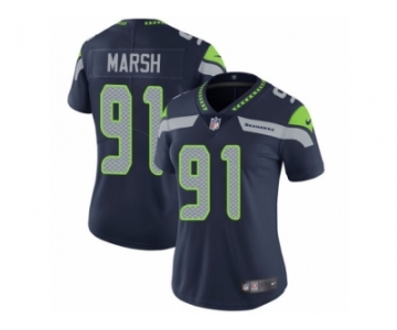 Women's Nike Seattle Seahawks #91 Cassius Marsh Vapor Untouchable Limited Steel Blue Team Color NFL Jersey