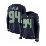 Women's Nike Seattle Seahawks #94 Rasheem Green Limited Navy Blue Therma Long Sleeve NFL Jersey