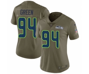 Women's Nike Seattle Seahawks #94 Rasheem Green Limited Olive 2017 Salute to Service NFL Jersey