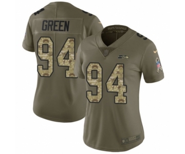 Women's Nike Seattle Seahawks #94 Rasheem Green Limited Olive Camo 2017 Salute to Service NFL Jersey