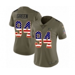 Women's Nike Seattle Seahawks #94 Rasheem Green Limited Olive USA Flag 2017 Salute to Service NFL Jersey