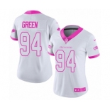 Women's Nike Seattle Seahawks #94 Rasheem Green Limited White Pink Rush Fashion NFL Jersey