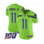 Women's Seattle Seahawks #11 Gary Jennings Jr. Limited Green Rush Vapor Untouchable 100th Season Football Jersey