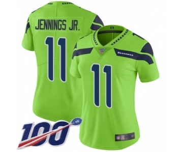 Women's Seattle Seahawks #11 Gary Jennings Jr. Limited Green Rush Vapor Untouchable 100th Season Football Jersey