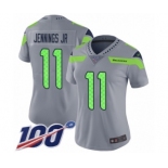 Women's Seattle Seahawks #11 Gary Jennings Jr. Limited Silver Inverted Legend 100th Season Football Jersey