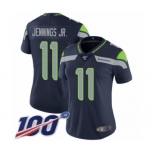 Women's Seattle Seahawks #11 Gary Jennings Jr. Navy Blue Team Color Vapor Untouchable Limited Player 100th Season Football Jersey