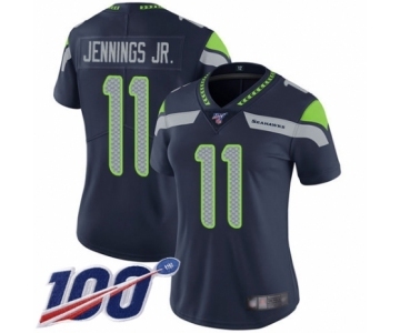 Women's Seattle Seahawks #11 Gary Jennings Jr. Navy Blue Team Color Vapor Untouchable Limited Player 100th Season Football Jersey