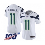 Women's Seattle Seahawks #11 Gary Jennings Jr. White Vapor Untouchable Limited Player 100th Season Football Jersey