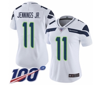 Women's Seattle Seahawks #11 Gary Jennings Jr. White Vapor Untouchable Limited Player 100th Season Football Jersey