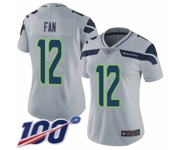 Women's Seattle Seahawks 12th Fan Grey Alternate Vapor Untouchable Limited Player 100th Season Football Jersey