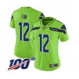 Women's Seattle Seahawks 12th Fan Limited Green Rush Vapor Untouchable 100th Season Football Jersey