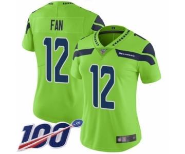 Women's Seattle Seahawks 12th Fan Limited Green Rush Vapor Untouchable 100th Season Football Jersey