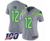 Women's Seattle Seahawks 12th Fan Limited Silver Inverted Legend 100th Season Football Jersey