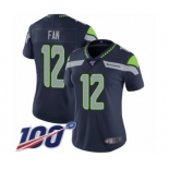 Women's Seattle Seahawks 12th Fan Navy Blue Team Color Vapor Untouchable Limited Player 100th Season Football Jersey