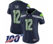 Women's Seattle Seahawks 12th Fan Navy Blue Team Color Vapor Untouchable Limited Player 100th Season Football Jersey