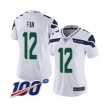 Women's Seattle Seahawks 12th Fan White Vapor Untouchable Limited Player 100th Season Football Jersey