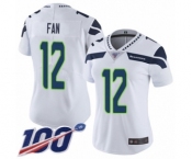 Women's Seattle Seahawks 12th Fan White Vapor Untouchable Limited Player 100th Season Football Jersey