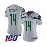 Women's Seattle Seahawks #14 D.K. Metcalf Grey Alternate Vapor Untouchable Limited Player 100th Season Football Jersey