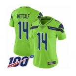 Women's Seattle Seahawks #14 D.K. Metcalf Limited Green Rush Vapor Untouchable 100th Season Football Jersey