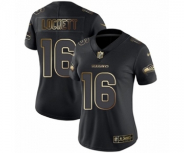 Women's Seattle Seahawks #16 Tyler Lockett Black Gold Vapor Untouchable Limited Football Jersey