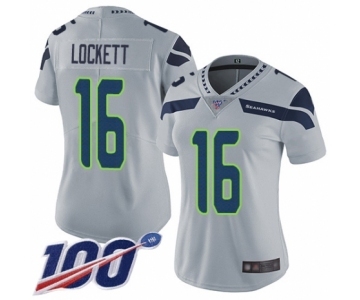 Women's Seattle Seahawks #16 Tyler Lockett Grey Alternate Vapor Untouchable Limited Player 100th Season Football Jersey