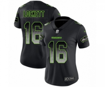 Women's Seattle Seahawks #16 Tyler Lockett Limited Black Smoke Fashion Football Jersey