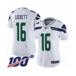 Women's Seattle Seahawks #16 Tyler Lockett White Vapor Untouchable Limited Player 100th Season Football Jersey