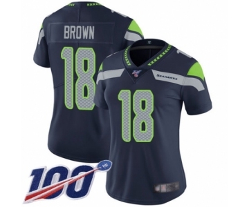 Women's Seattle Seahawks #18 Jaron Brown Navy Blue Team Color Vapor Untouchable Limited Player 100th Season Football Jersey