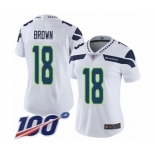 Women's Seattle Seahawks #18 Jaron Brown White Vapor Untouchable Limited Player 100th Season Football Jersey