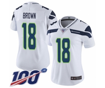 Women's Seattle Seahawks #18 Jaron Brown White Vapor Untouchable Limited Player 100th Season Football Jersey