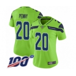 Women's Seattle Seahawks #20 Rashaad Penny Limited Green Rush Vapor Untouchable 100th Season Football Jersey